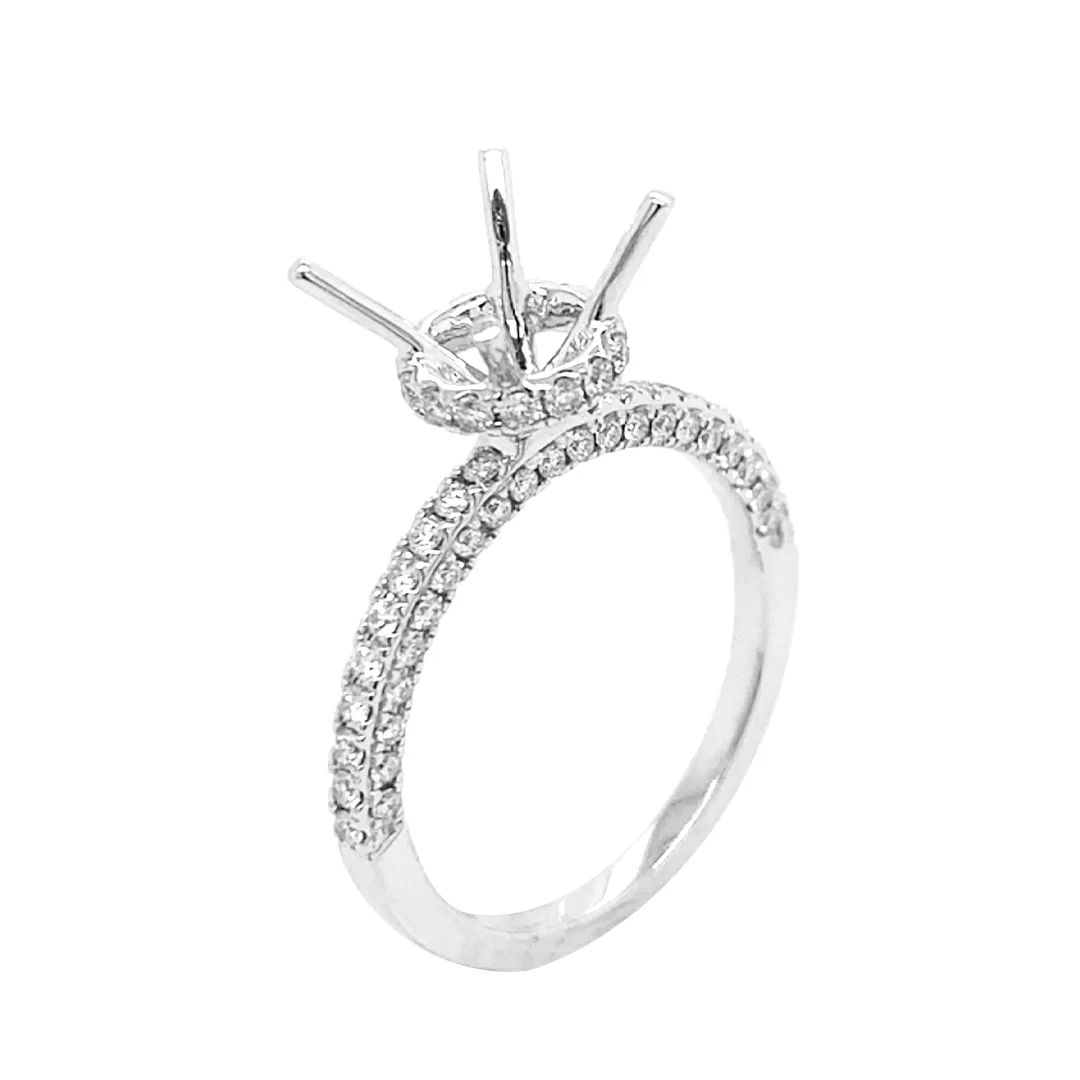 18K White Gold Semi Mount Ring