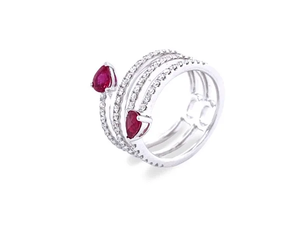 18K White Gold Ruby Band