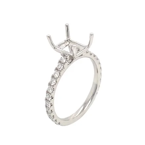 18K White Gold Semi Mount Ring