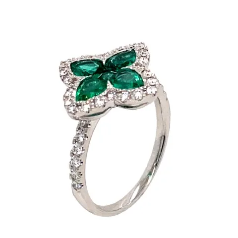 18K White Gold Emerald Band
