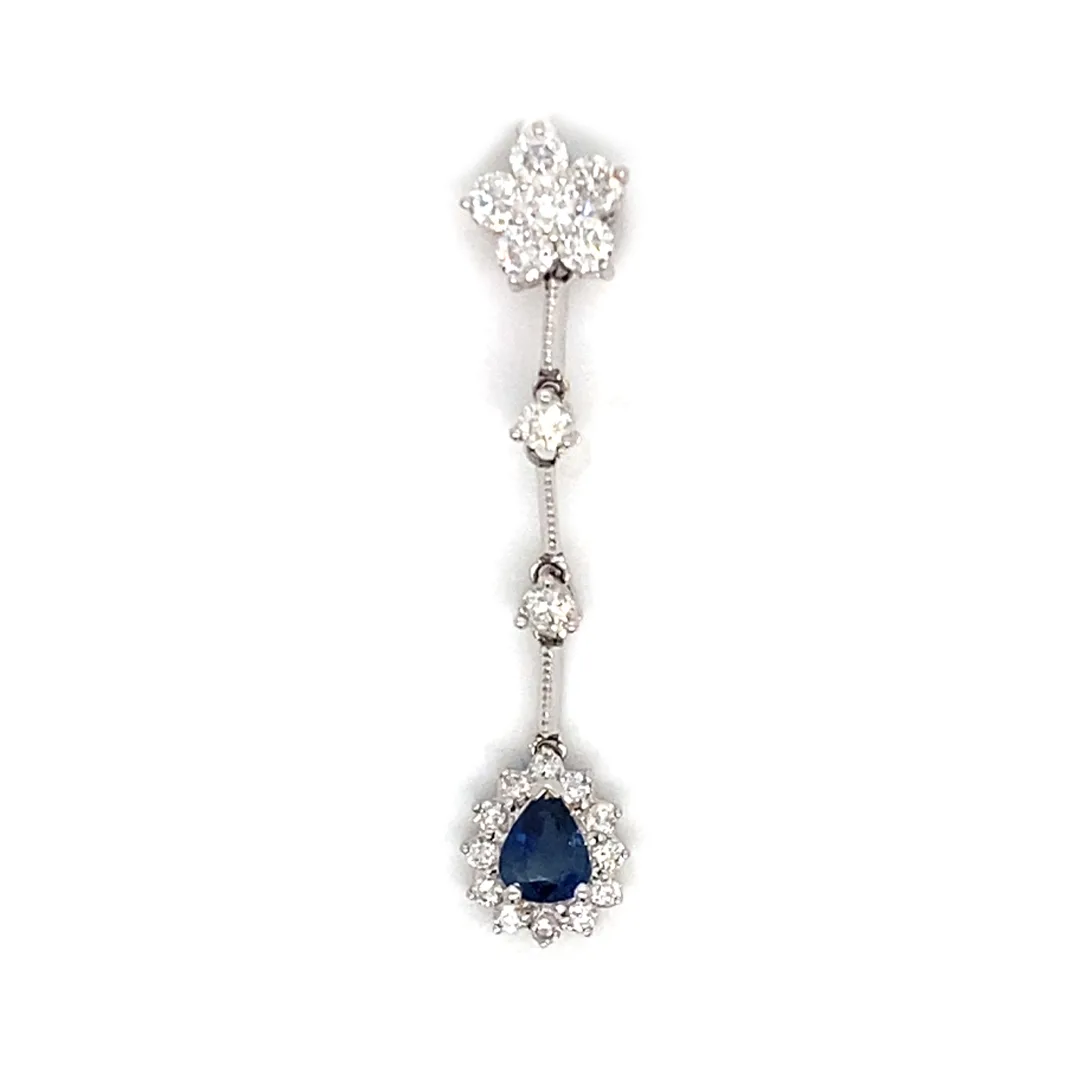 18K White Gold Sapphire Pendant