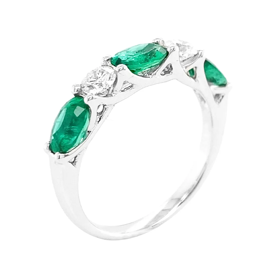 18K White Gold Emerald Band
