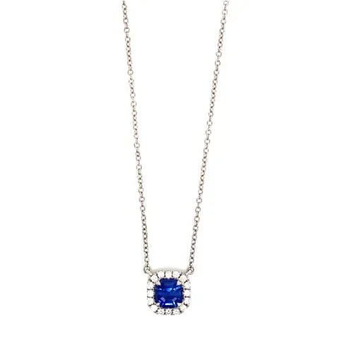 18K White Gold Sapphire Necklace