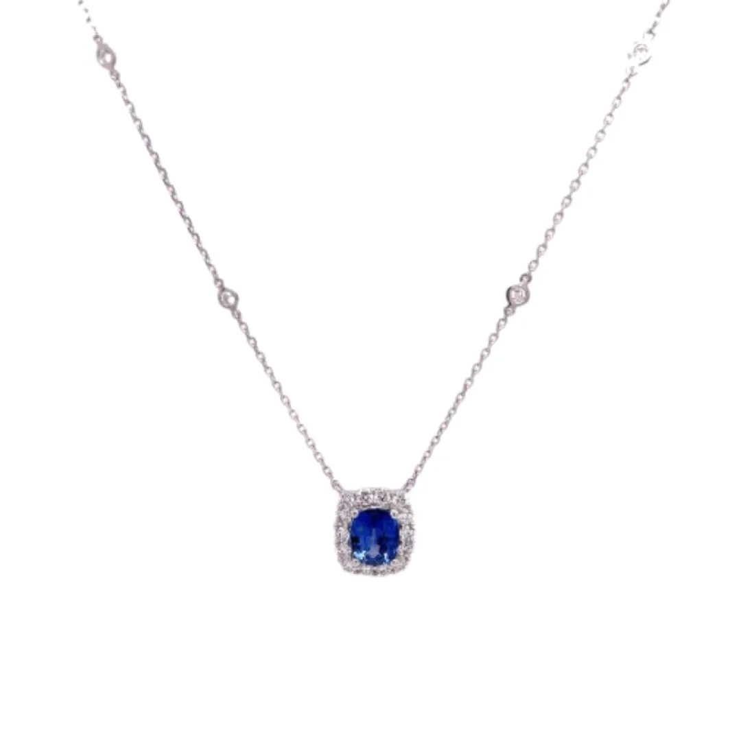 18K White Gold Sapphire Necklace