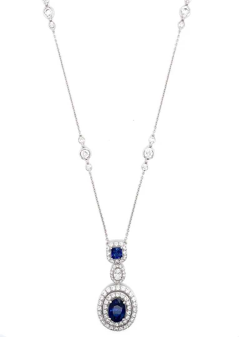 18K White Gold Sapphire Necklace