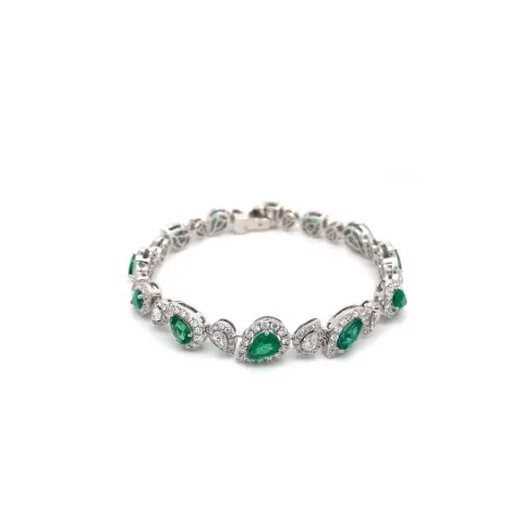 18K White Gold Emerald Bracelet