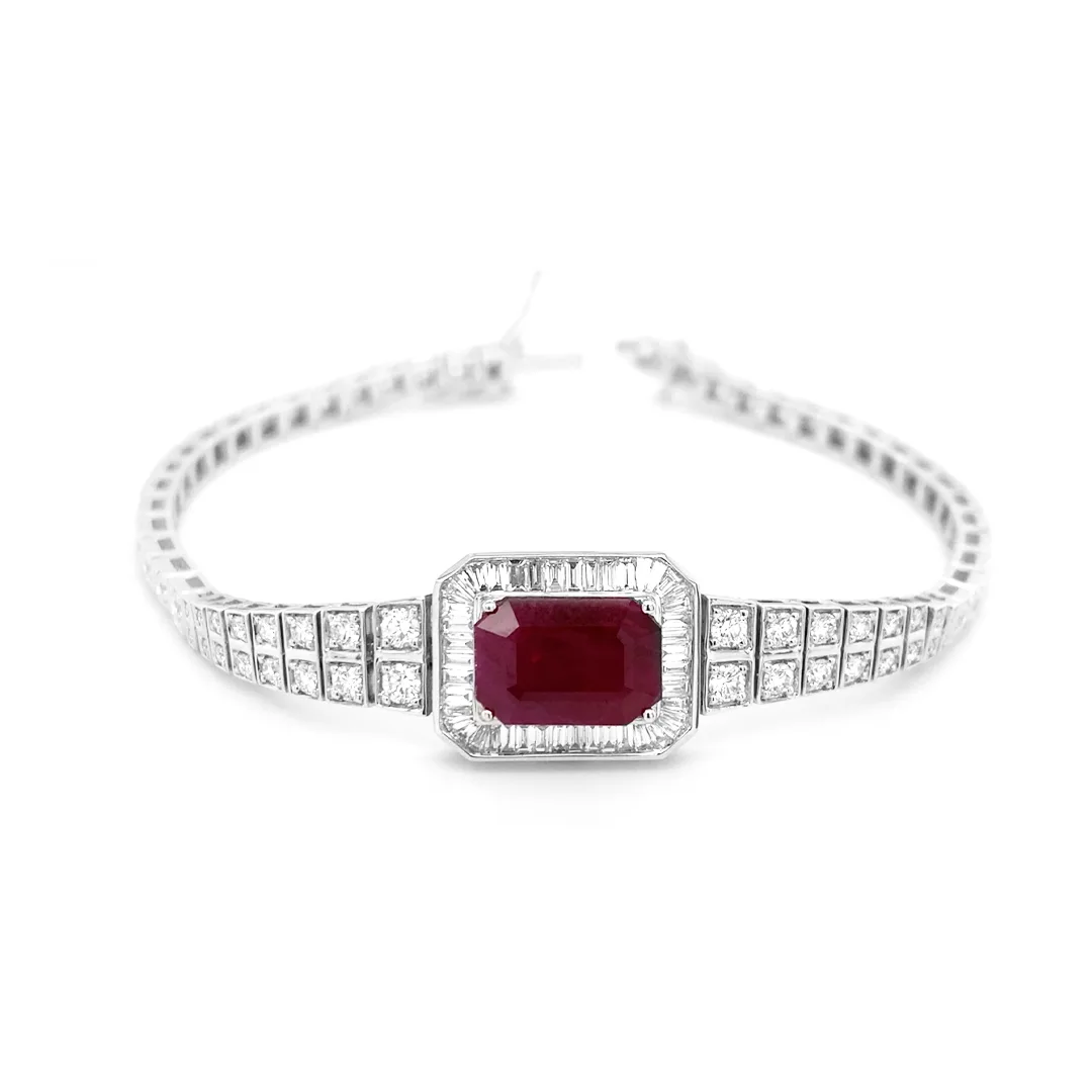 18K White Gold Ruby Bracelet