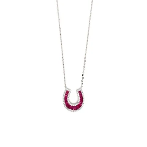 18K White Gold Ruby Necklace