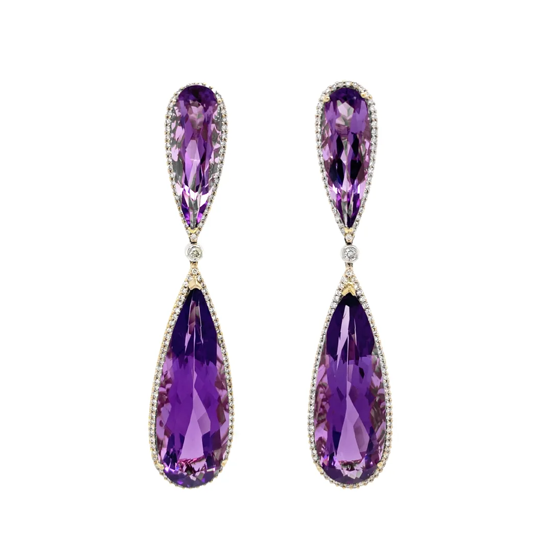 18K Rose Gold Amethyst Earrings