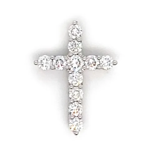 18K White Gold Diamond Cross Pendant