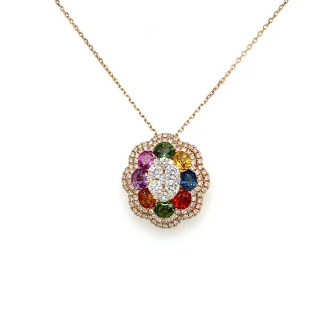 18K Rose Gold Fancy Sapphire Necklace