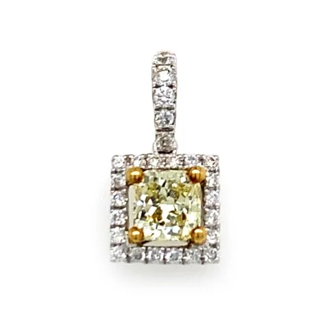 18K Two-Tone Gold Yellow Diamond Pendant