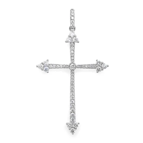 18K White Gold Diamond Cross Pendant
