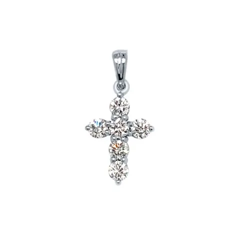 18K White Gold Diamond Cross Pendant