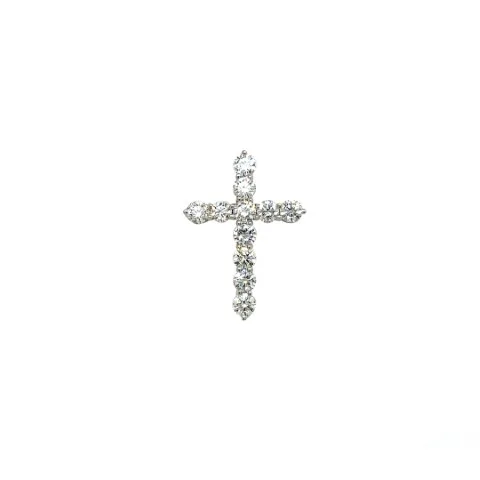 18K White Gold Diamond Cross Pendant