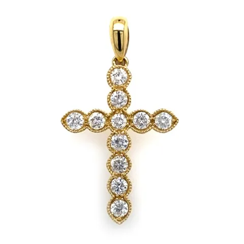 18K Yellow Gold Diamond Cross Pendant
