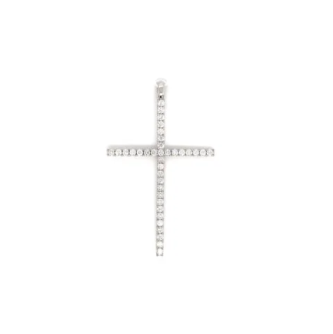 18K White Gold Diamond Cross Pendant