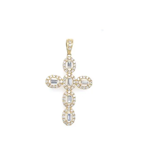 18K Yellow Gold Diamond Cross Pendant