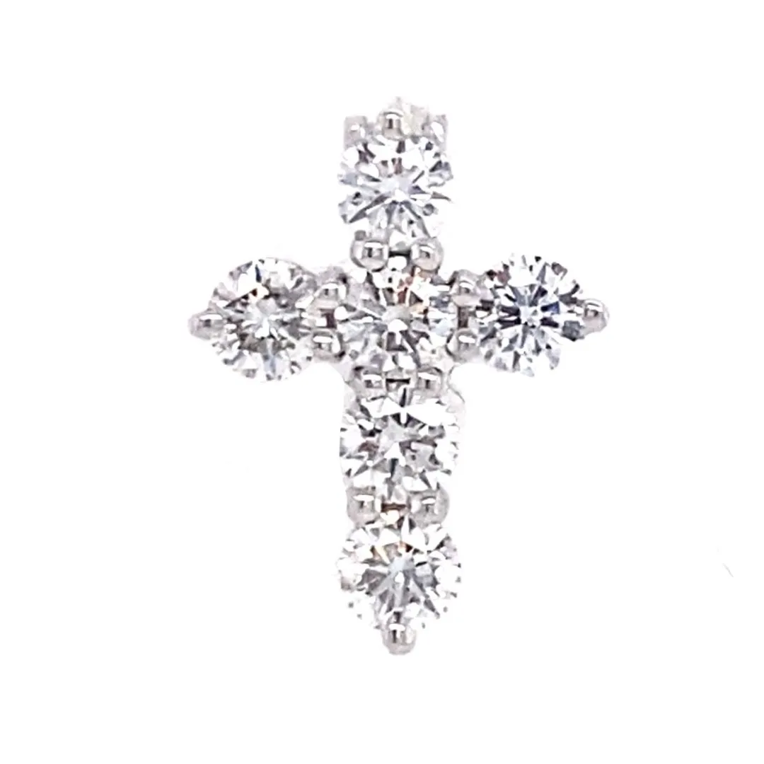 18K White Gold Diamond Cross Pendant