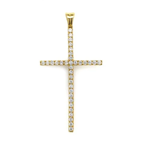 18K Yellow Gold Diamond Cross Pendant