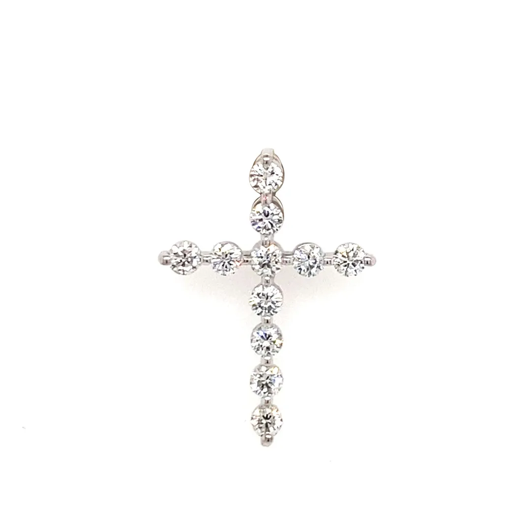 18K White Gold Diamond Cross Pendant