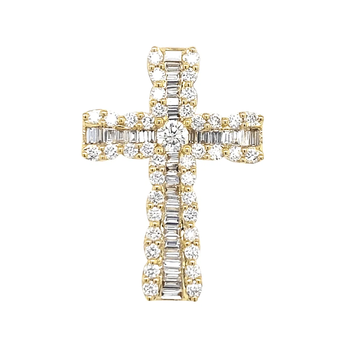 18K Yellow Gold Diamond Cross Pendant