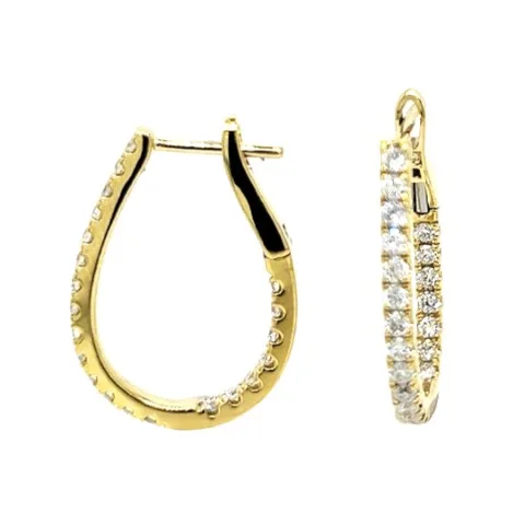 18K Yellow Gold Diamond Hoops