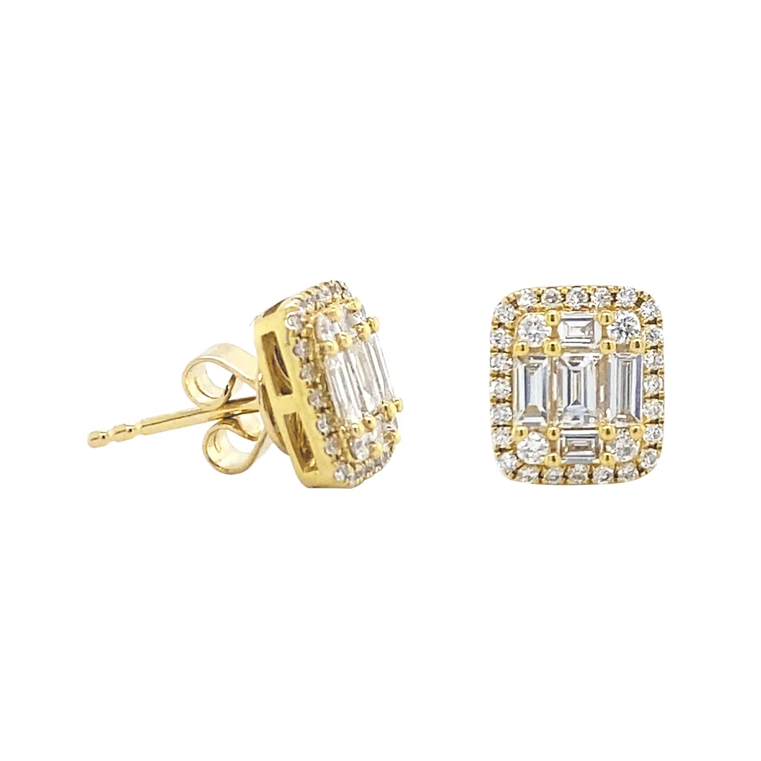 18K Yellow Gold Diamond Earrings