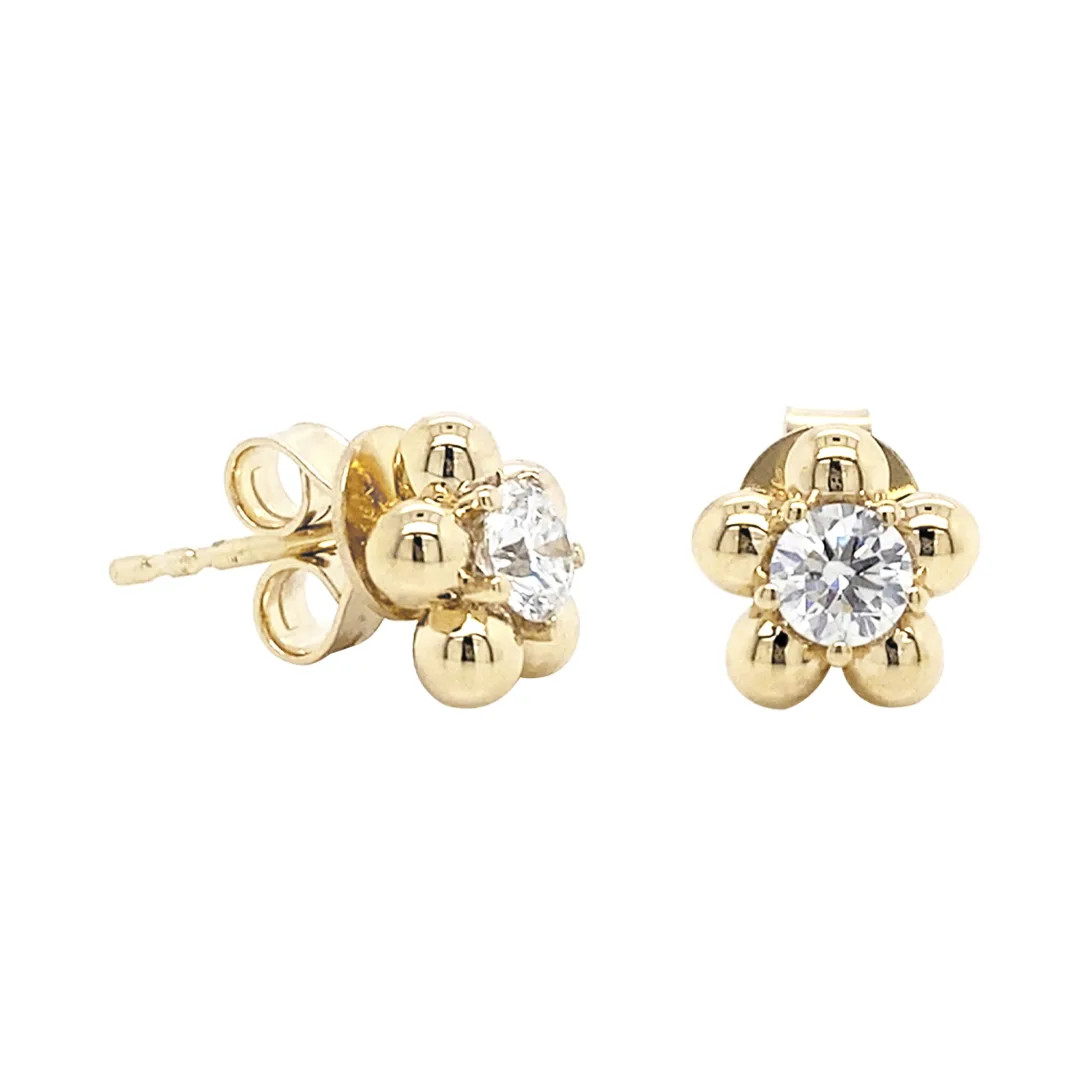 18K Yellow Gold Diamond Earrings