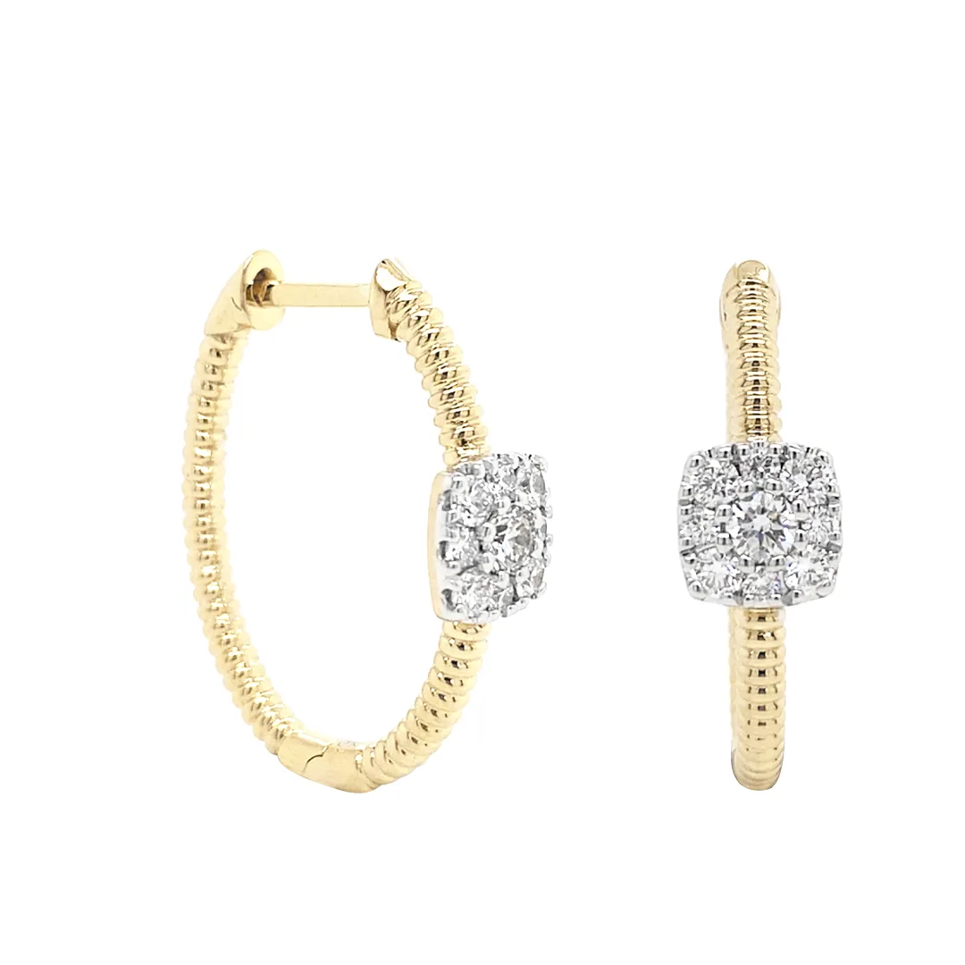 18K Two-Tone Diamond Earrings