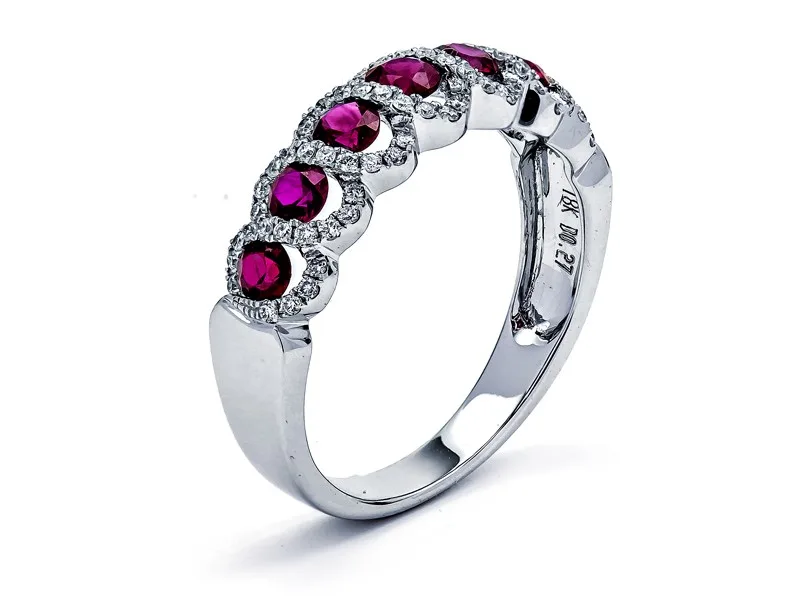 18K White Gold Ruby Band
