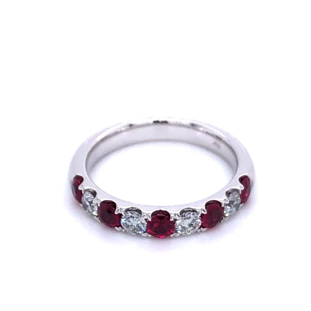 18K White Gold Ruby Band