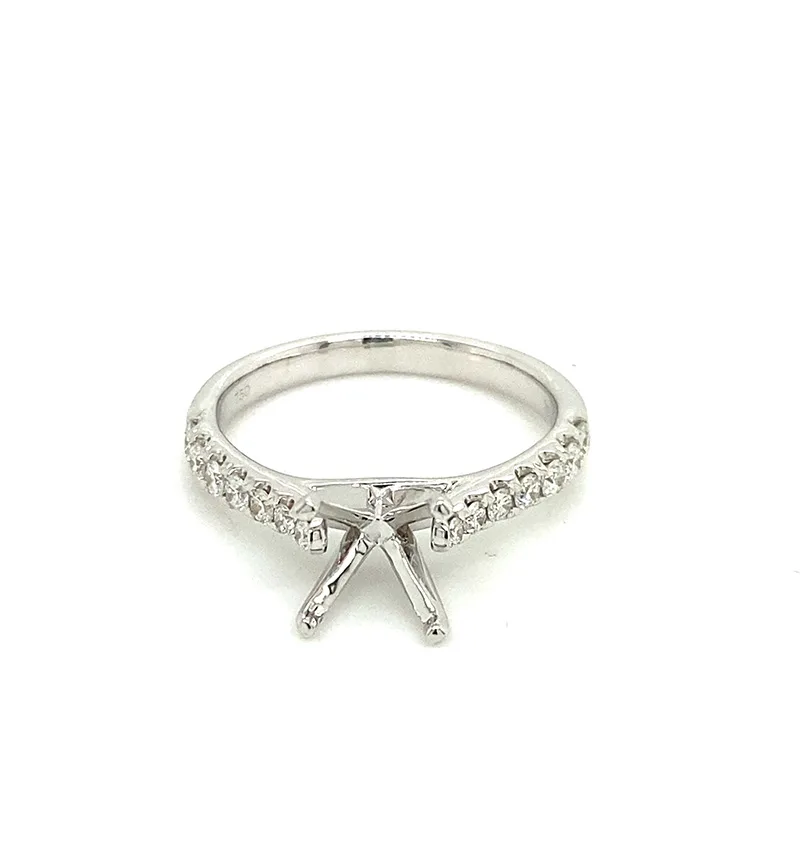 18K White Gold Semi Mount Ring