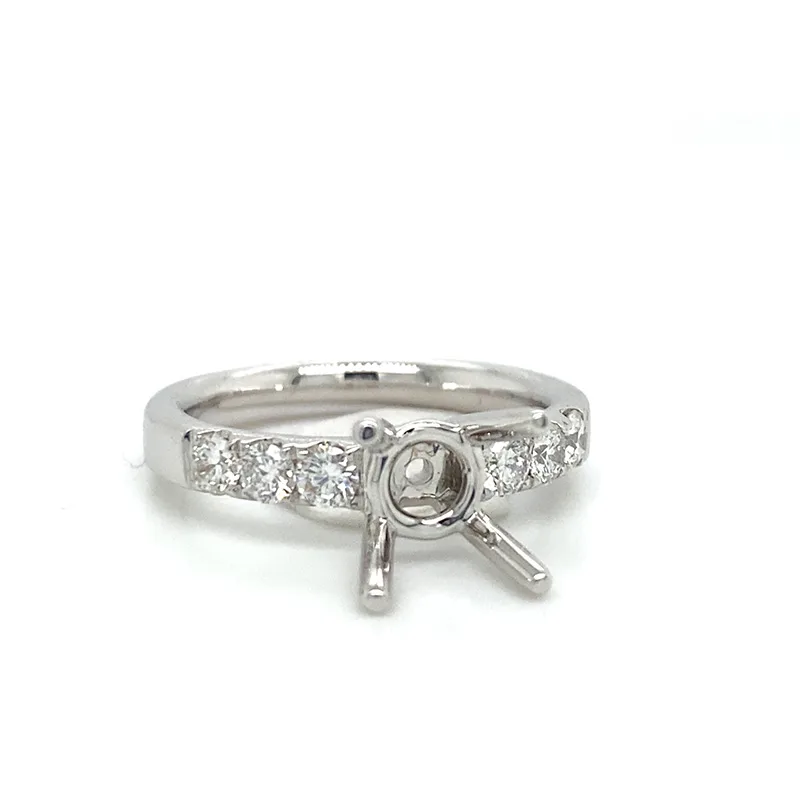 18K White Gold Semi Mount Ring