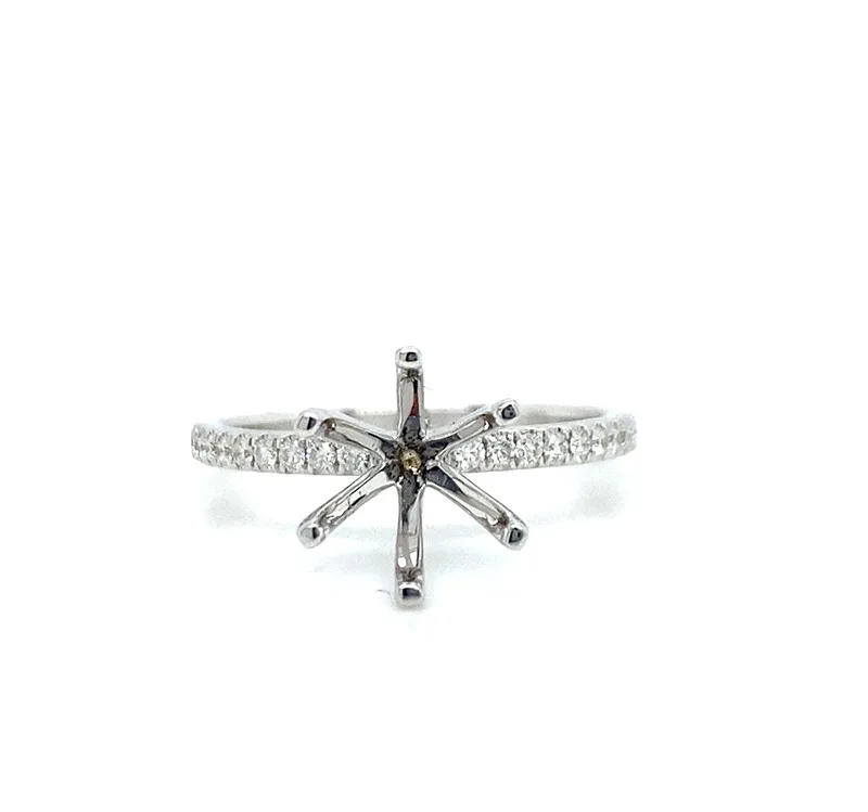 18K White Gold Semi Mount Ring