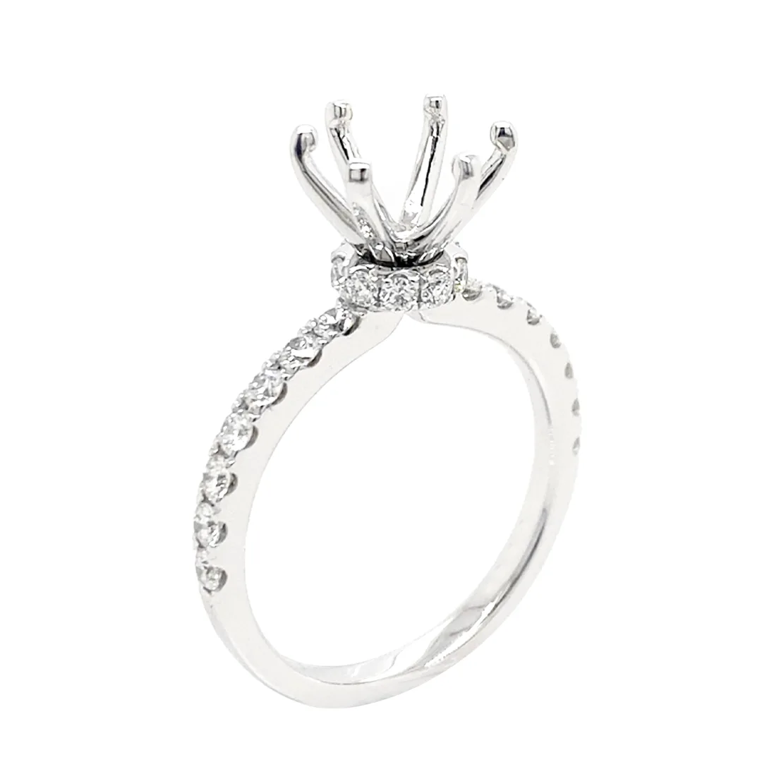 18K White Gold Semi Mount Ring