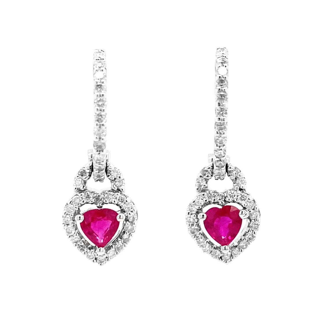 18K White Gold Ruby Earrings