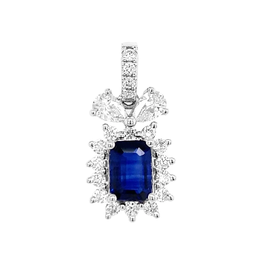 18K White Gold Sapphire Pendant