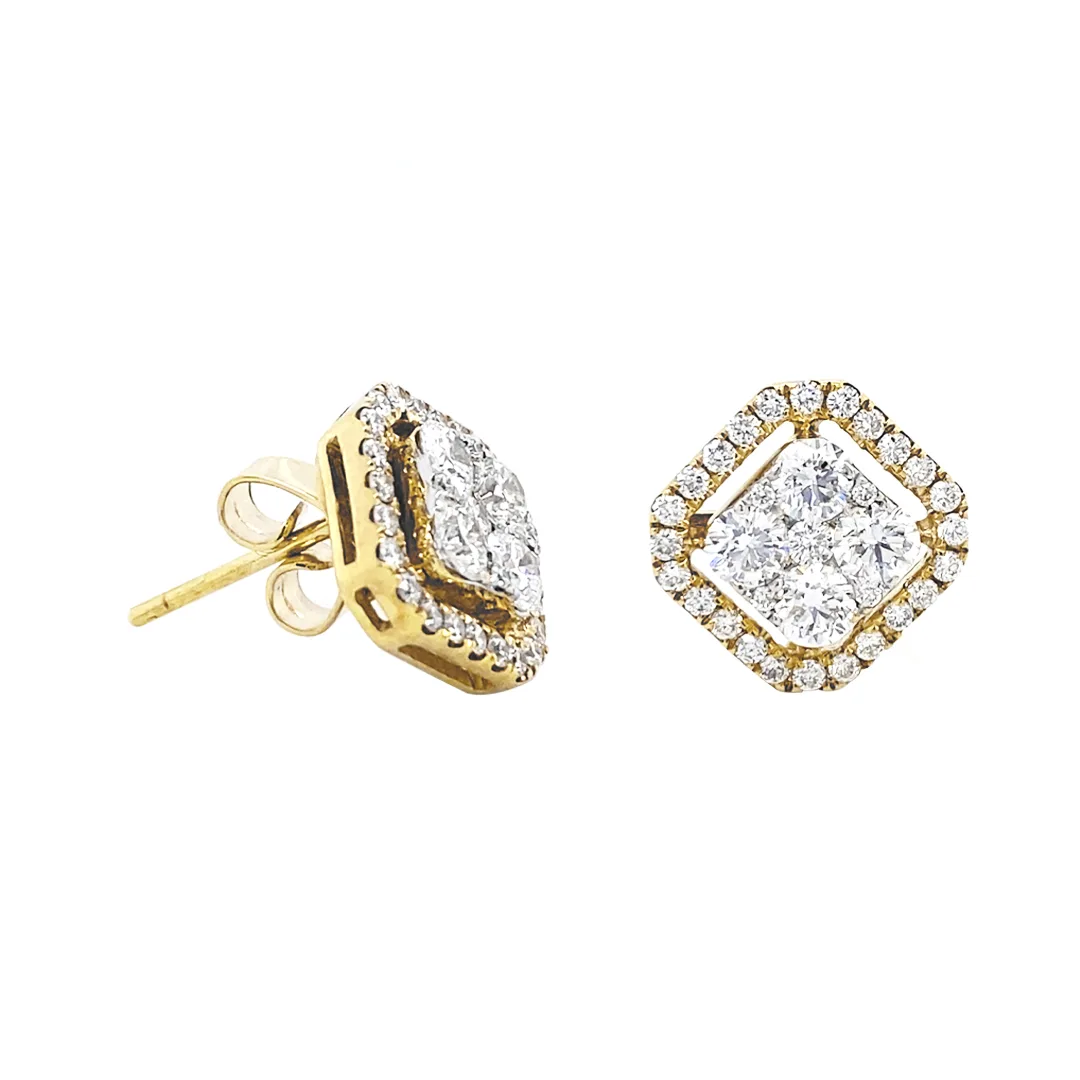 18K Yellow Gold Diamond Earrings