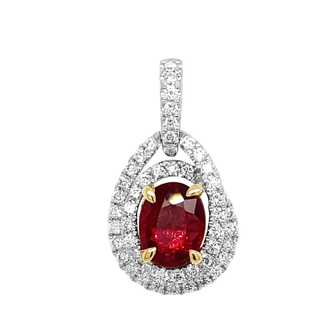 18K White Gold Ruby Pendant