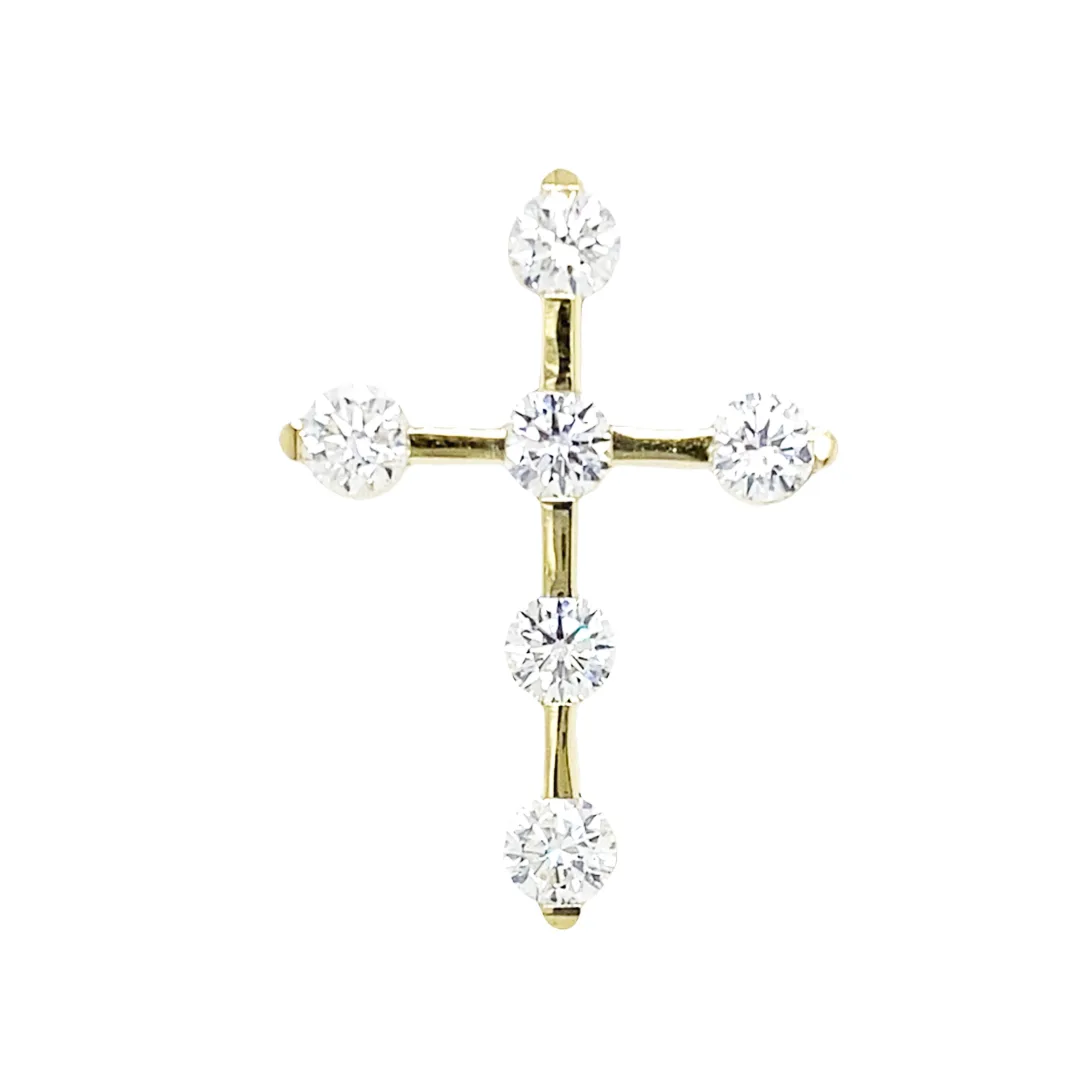 18K Yellow Gold Diamond Cross Pendant