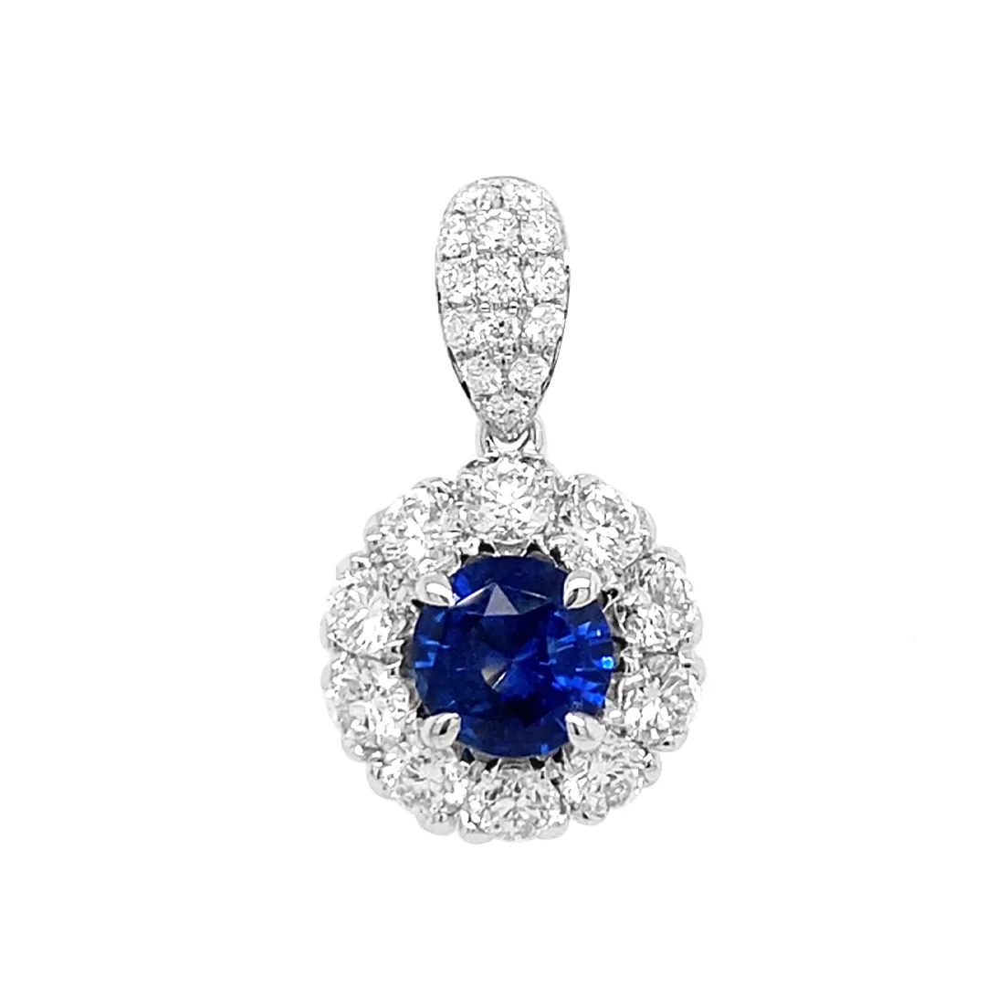 18K White Gold Sapphire Pendant