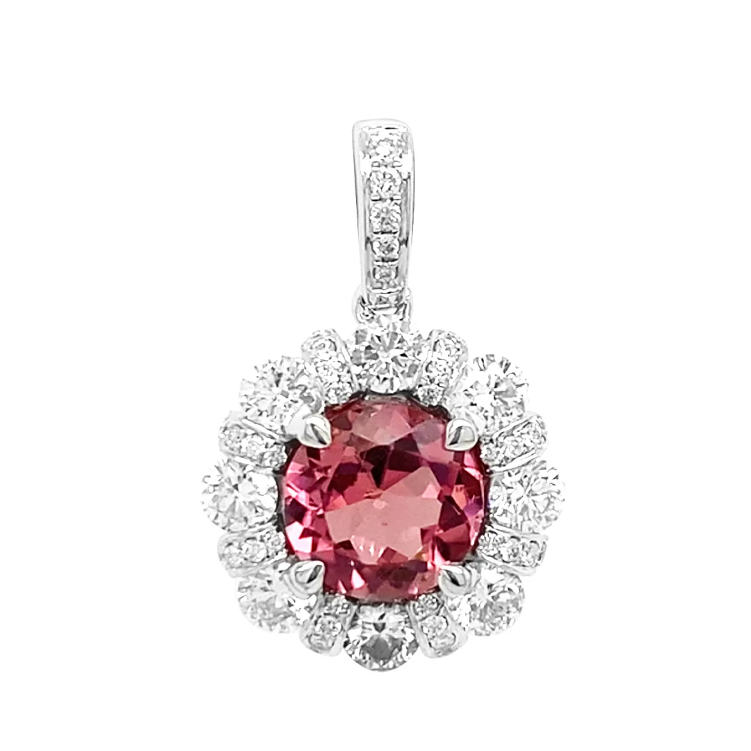 18K White Gold Pink Tourmaline Pendant