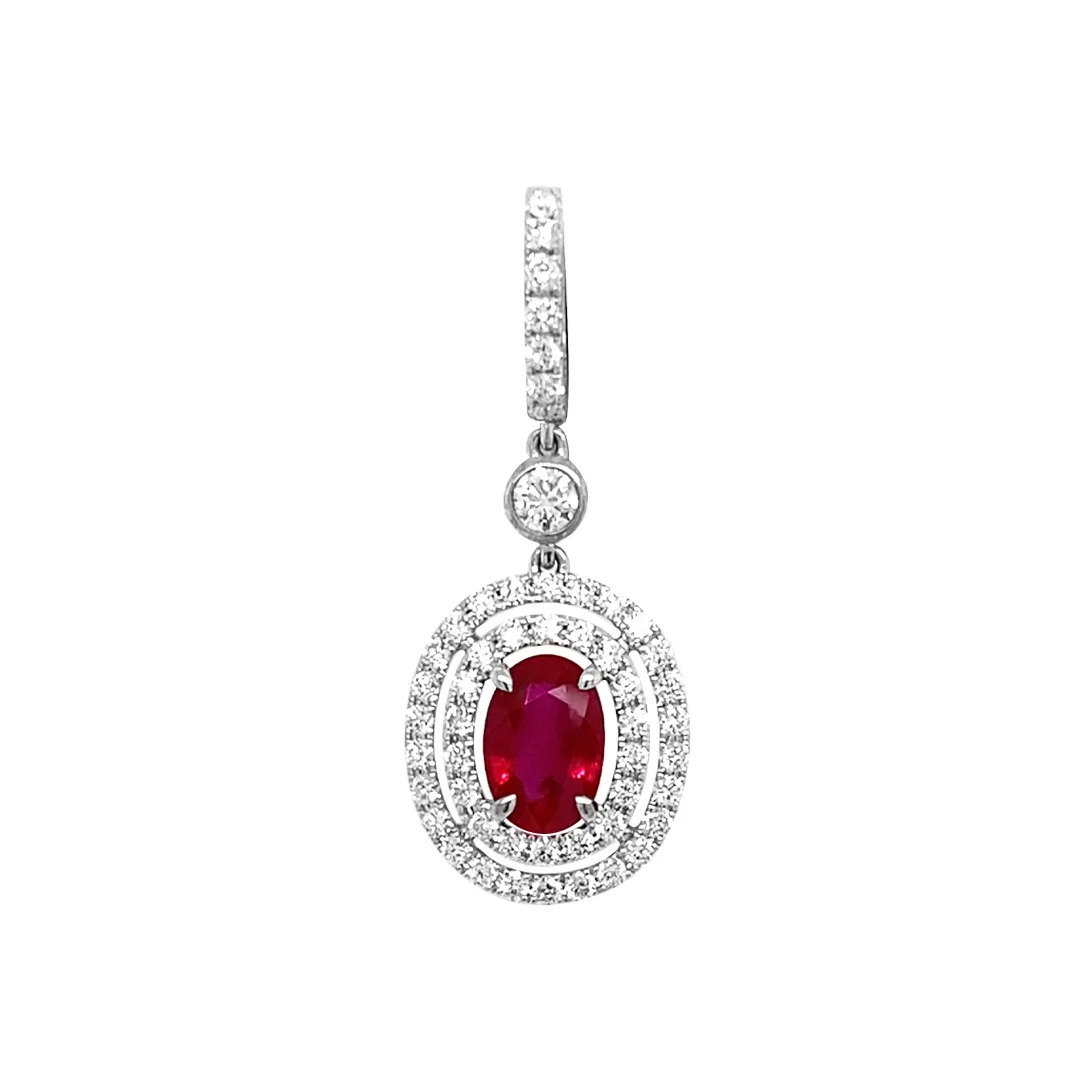18K White Gold Ruby Pendant