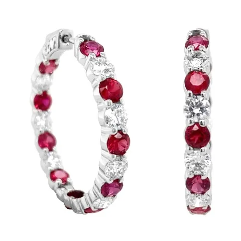 18K White Gold Ruby Earrings