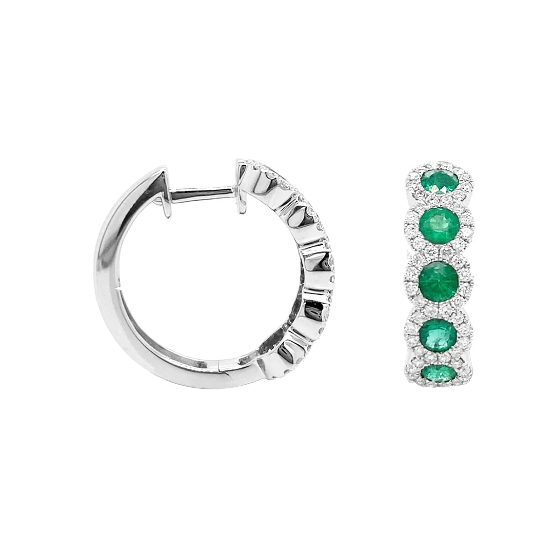 18K White Gold Emerald Earrings