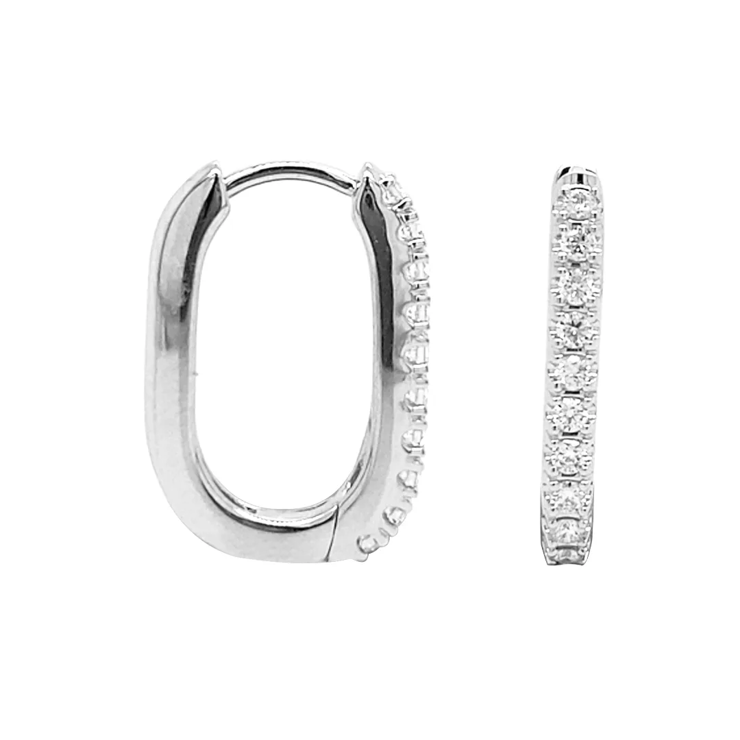 18K White Gold Huggie Earrings