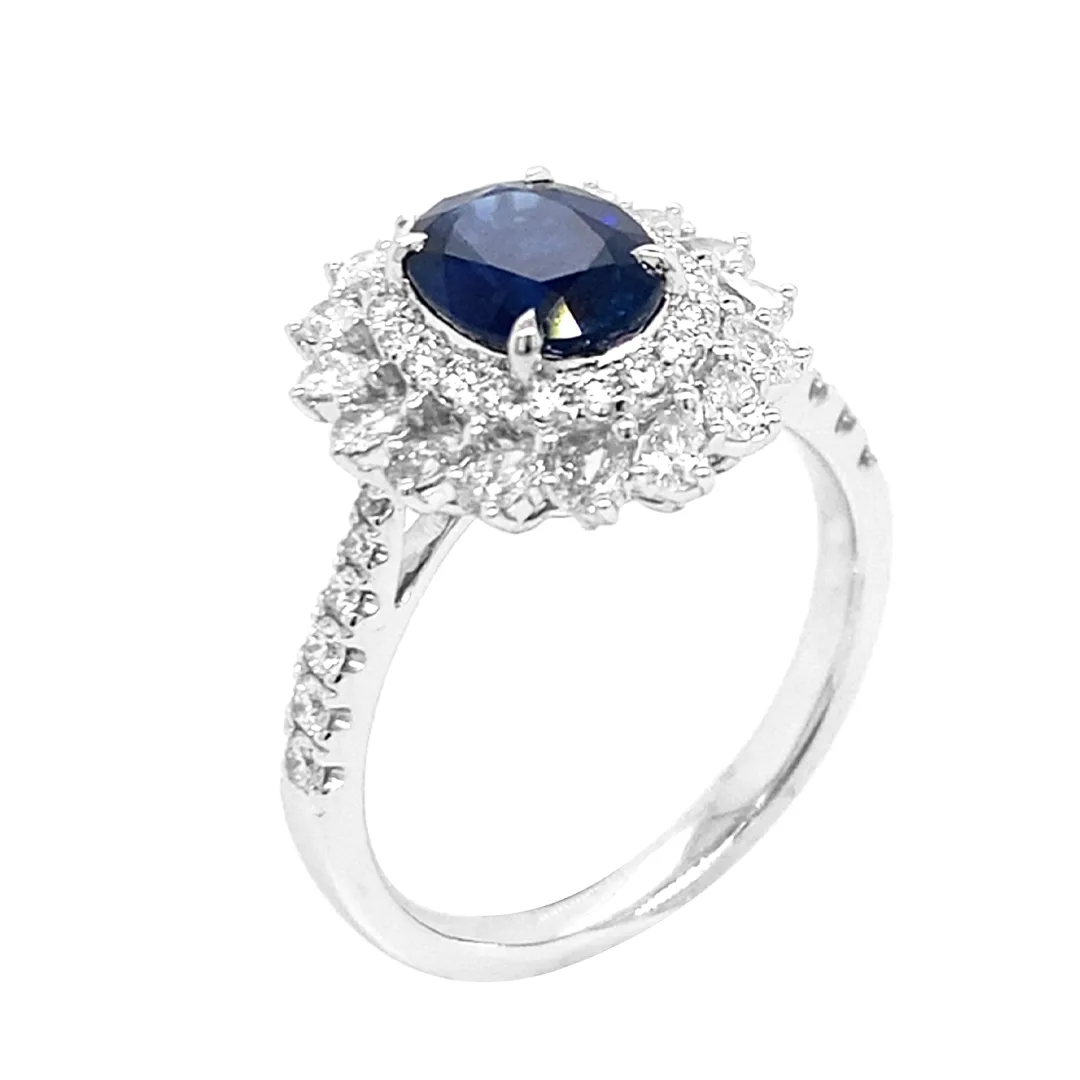18K White Gold Sapphire Ring