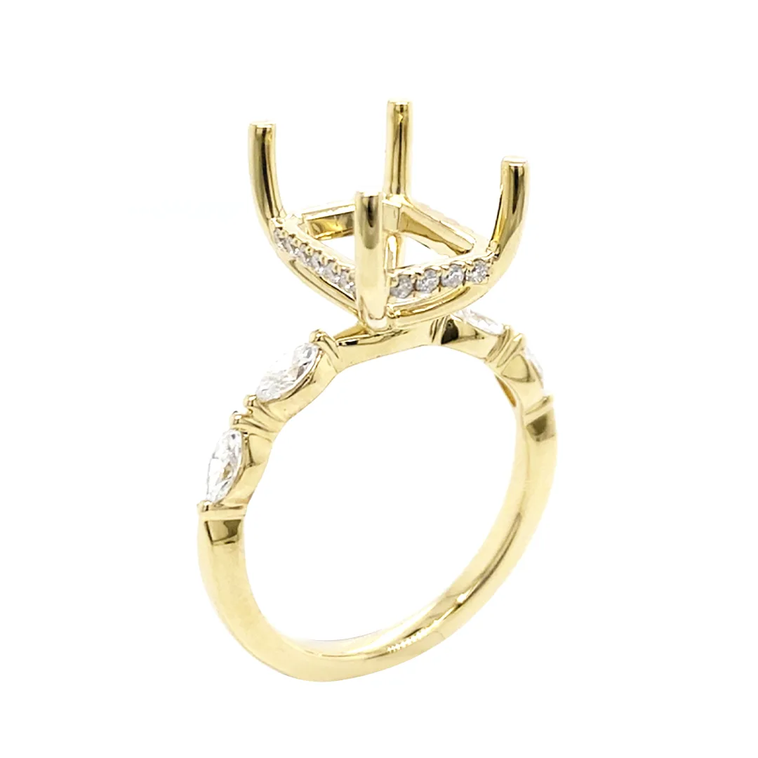 18K Yellow Gold Semi Mount Ring
