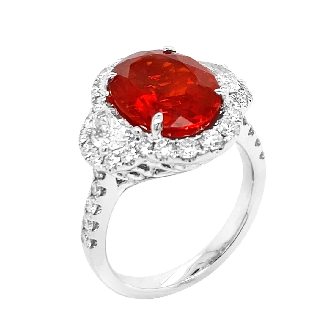 18K White Gold Fire Opal Ring